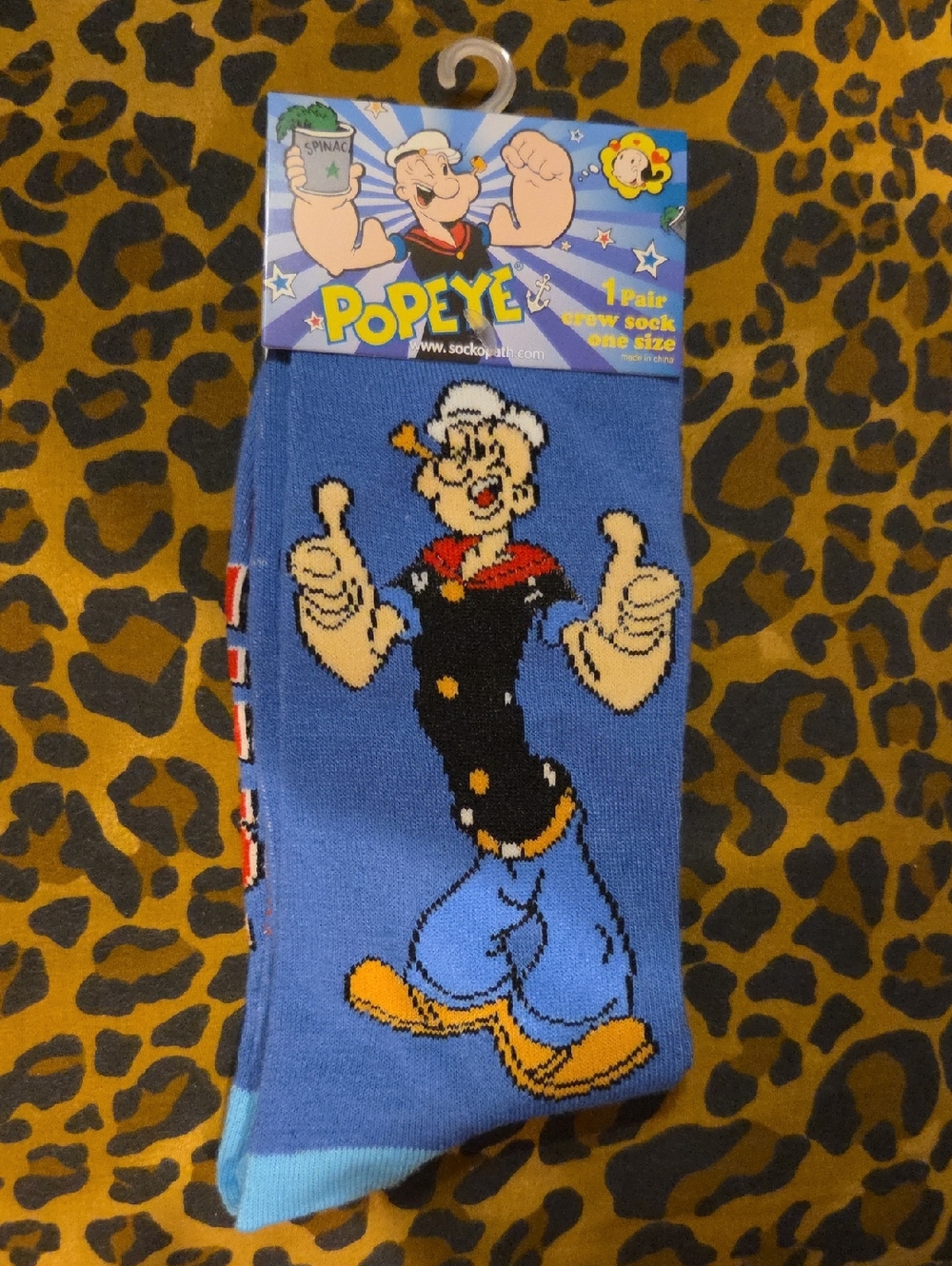 Popeye Graphic Crew Socks - Blue